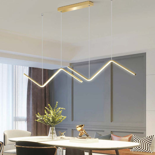 Suspension LED Moderne Réglable Dimmable Wave Line, Or