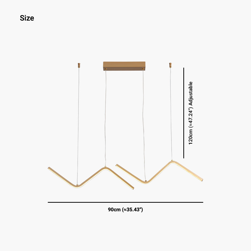 Suspension LED Moderne Réglable Dimmable Wave Line, Or