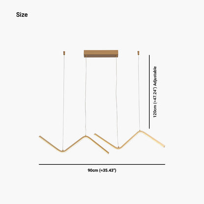 Suspension LED Moderne Réglable Dimmable Wave Line, Or