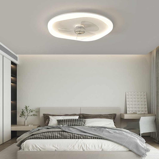 Ventilateur de plafond moderne avec lumière et télécommande, blanc/3 pales