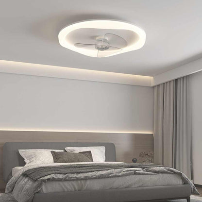Ventilateur de plafond moderne avec lumière et télécommande, blanc/3 pales