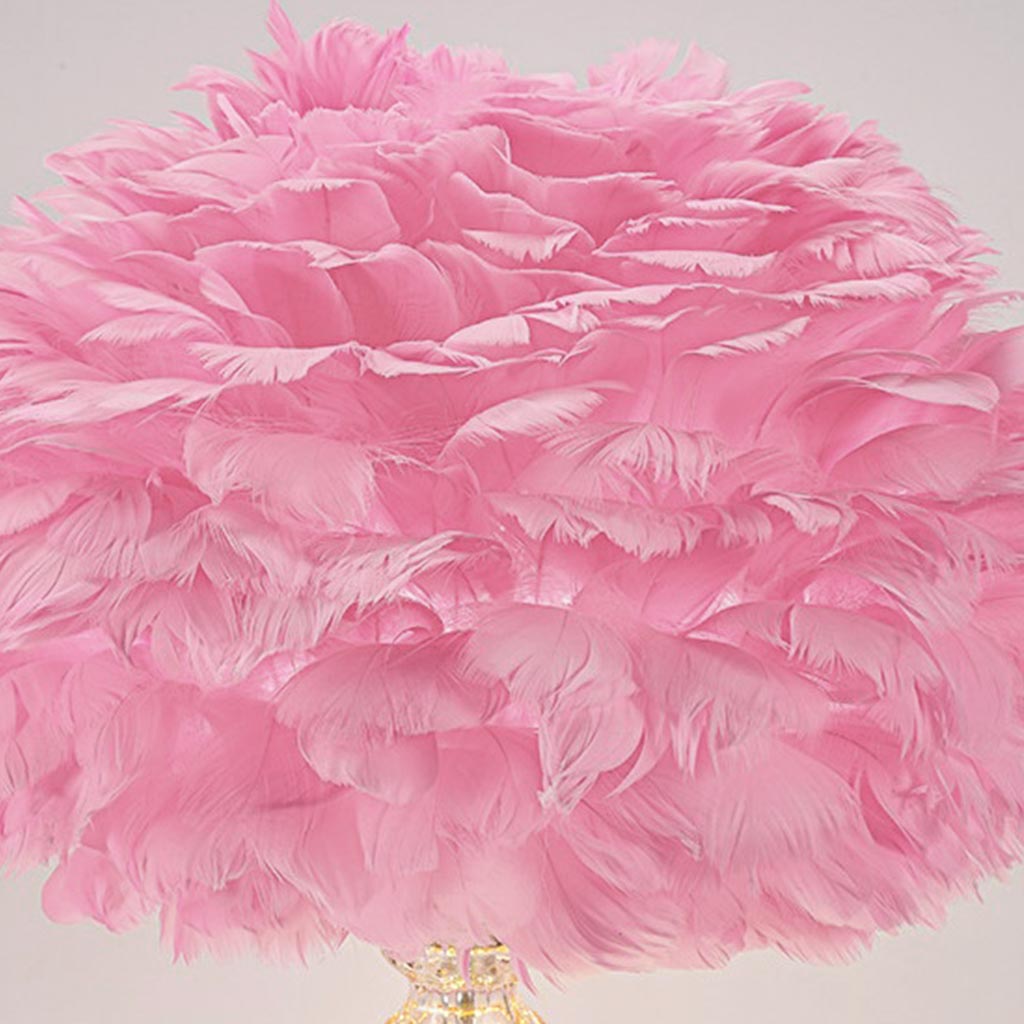 Vase en verre décoratif moderne avec lampe de table en plumes, rose