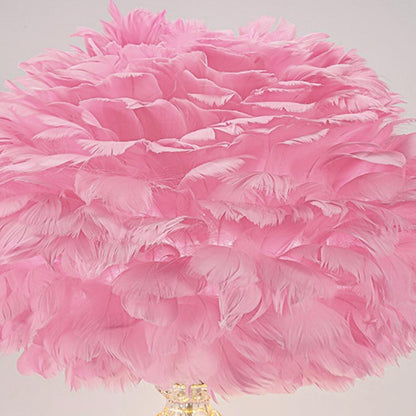 Vase en verre décoratif moderne avec lampe de table en plumes, rose