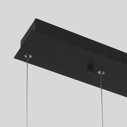 Suspension moderne LED géométrique linéaire rectangulaire, noir