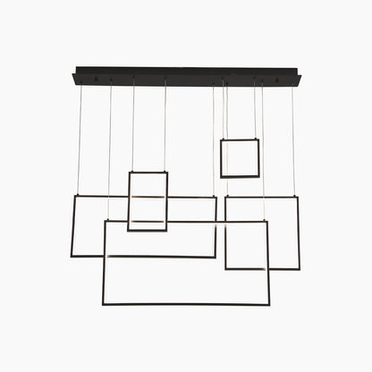 Suspension moderne LED géométrique linéaire rectangulaire, noir