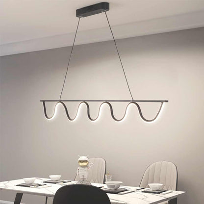 Suspension Moderne Linéaire Ondulée Dimmable LED, Noir/Doré