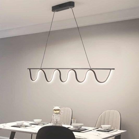 Suspension Moderne Linéaire Ondulée Dimmable LED, Noir/Doré