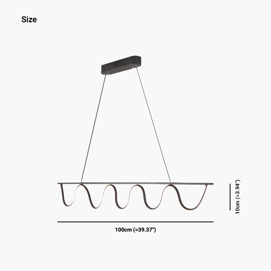 Suspension Moderne Linéaire Ondulée Dimmable LED, Noir/Doré