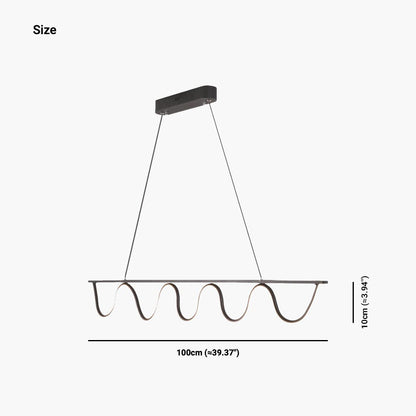 Suspension Moderne Linéaire Ondulée Dimmable LED, Noir/Doré