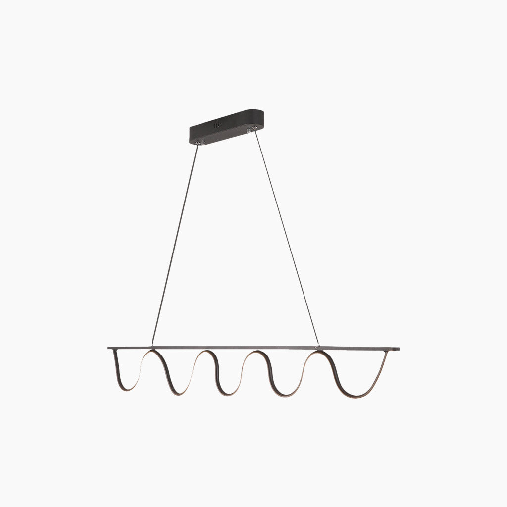 Suspension Moderne Linéaire Ondulée Dimmable LED, Noir/Doré