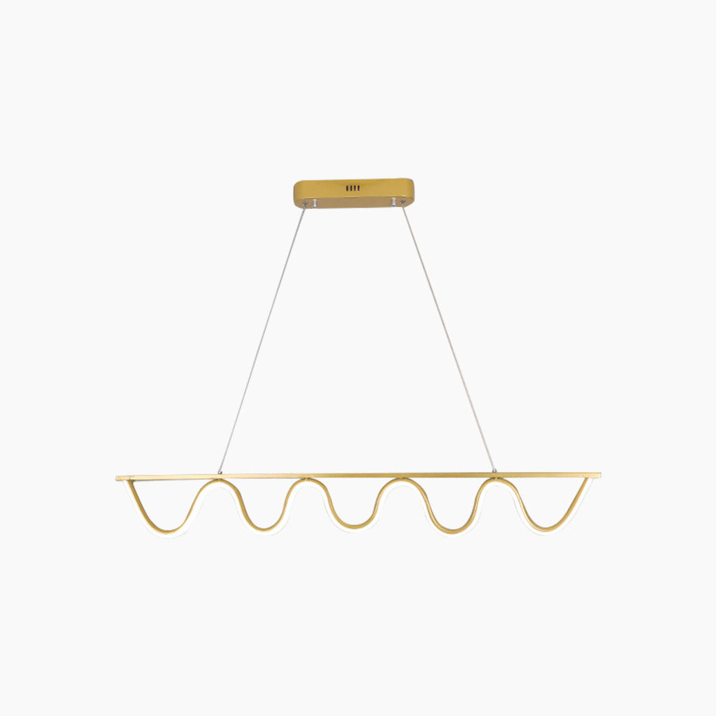 Suspension Moderne Linéaire Ondulée Dimmable LED, Noir/Doré