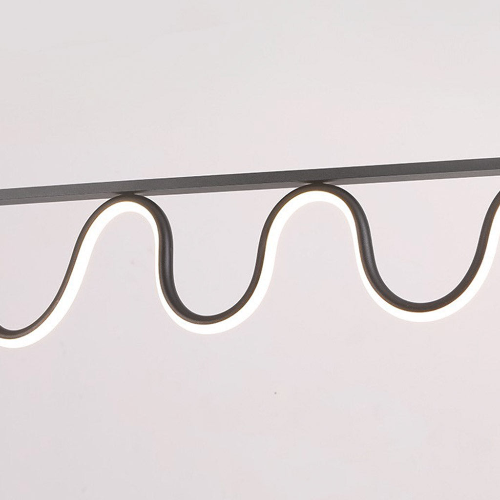 Suspension Moderne Linéaire Ondulée Dimmable LED, Noir/Doré