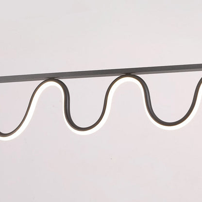 Suspension Moderne Linéaire Ondulée Dimmable LED, Noir/Doré