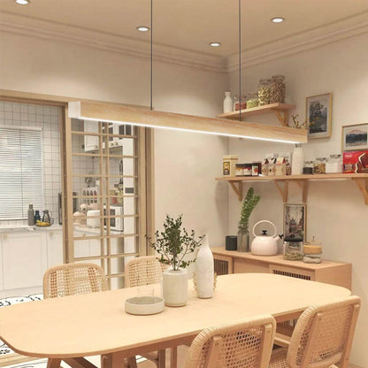 Suspension Moderne Minimaliste Linéaire, Bois