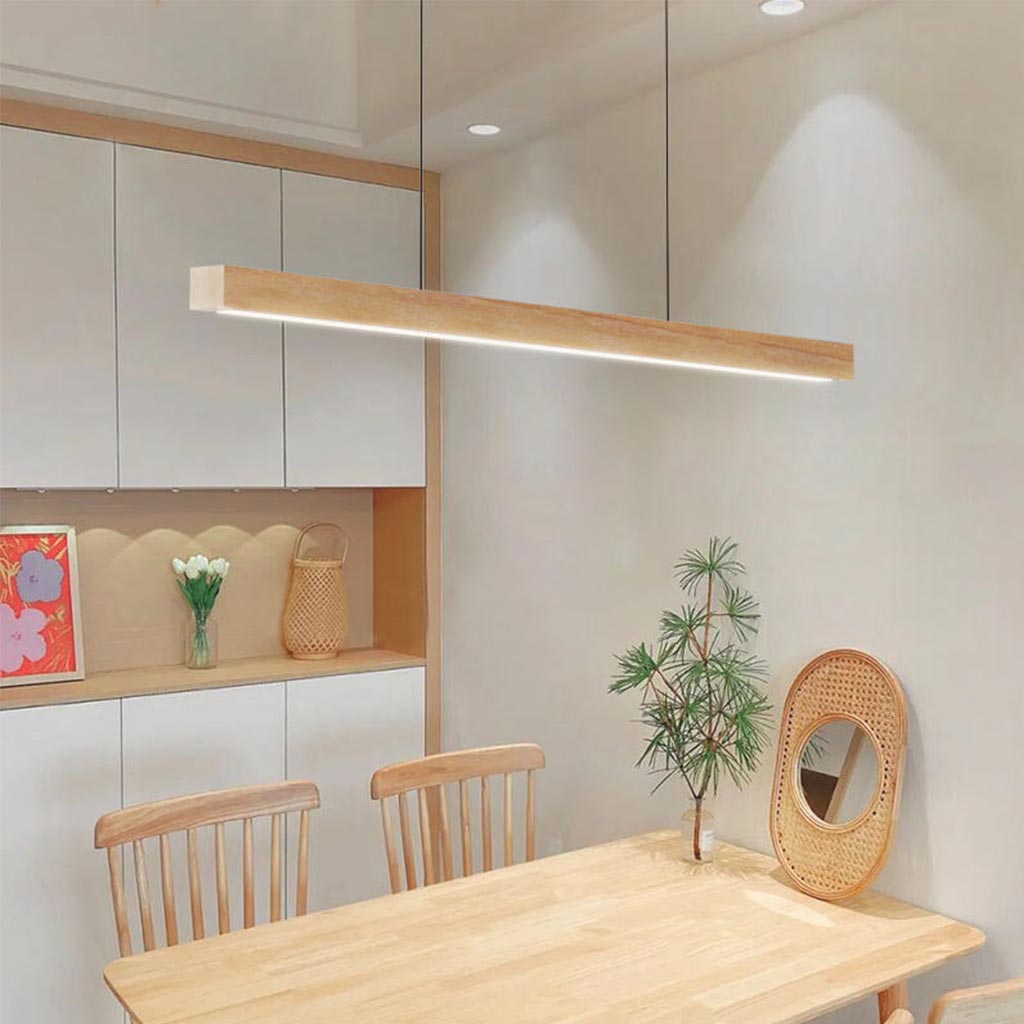 Suspension Moderne Minimaliste Linéaire, Bois