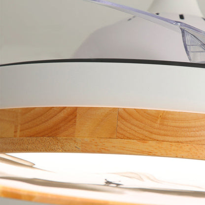 Ventilateur de plafond avec éclairage lustre moderne semi-encastré, bois naturel
