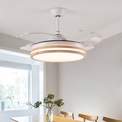 Ventilateur de plafond lustre moderne semi-encastré, bois naturel