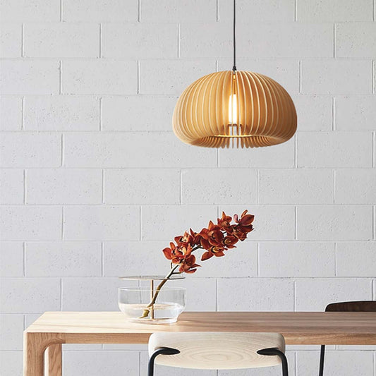 Suspension moderne scandinave japonaise en forme de citrouille pour salle à manger, bois