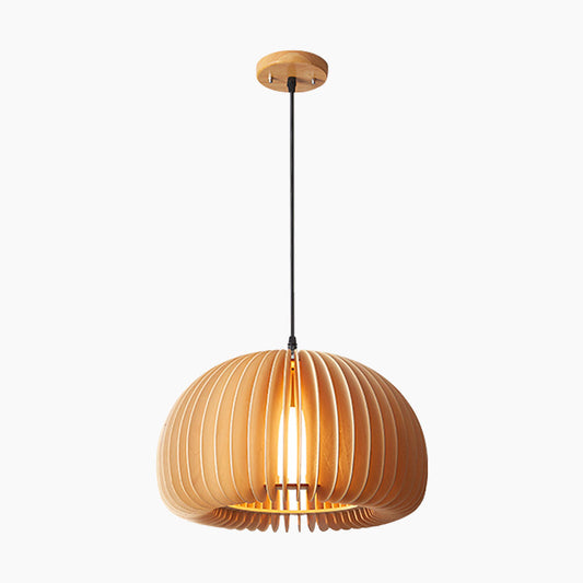 Suspension moderne scandinave japonaise en forme de citrouille pour salle à manger, bois