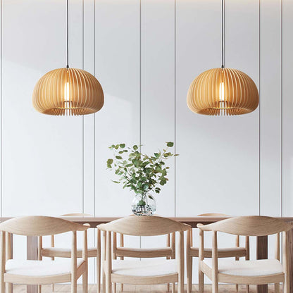Suspension moderne scandinave japonaise en forme de citrouille pour salle à manger, bois