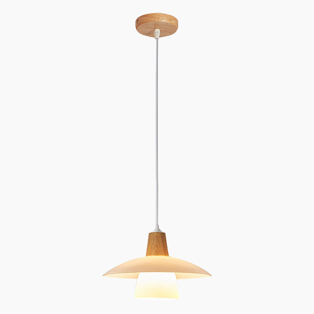 Suspension Nordic UFO, bois et verre