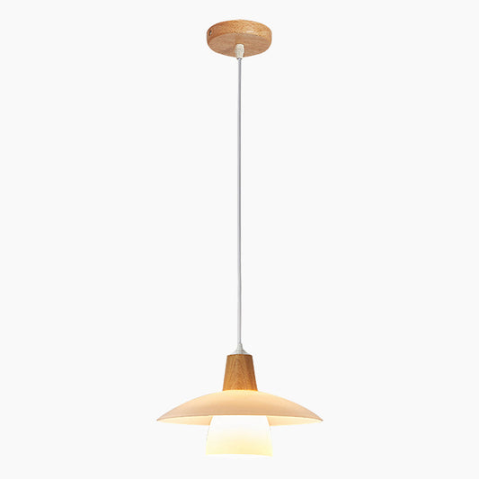 Suspension Nordic UFO, bois et verre
