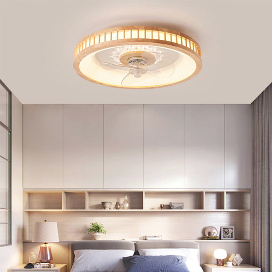 Ventilateur de plafond lampe Fandelier Nordic 3 pales encastré pour chambre, bois et acrylique