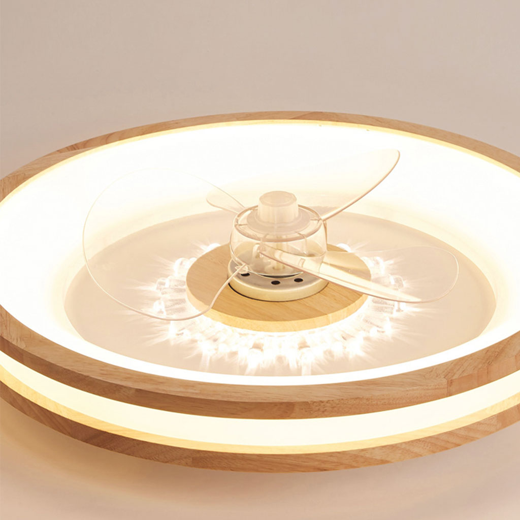 Ventilateur de plafond lampe Fandelier Nordic 3 pales encastré pour chambre, bois et acrylique