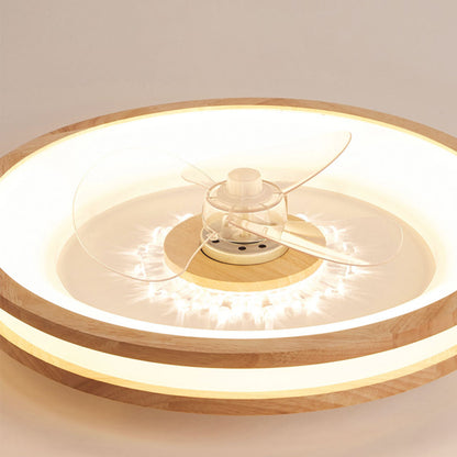 Ventilateur de plafond lampe Fandelier Nordic 3 pales encastré pour chambre, bois et acrylique
