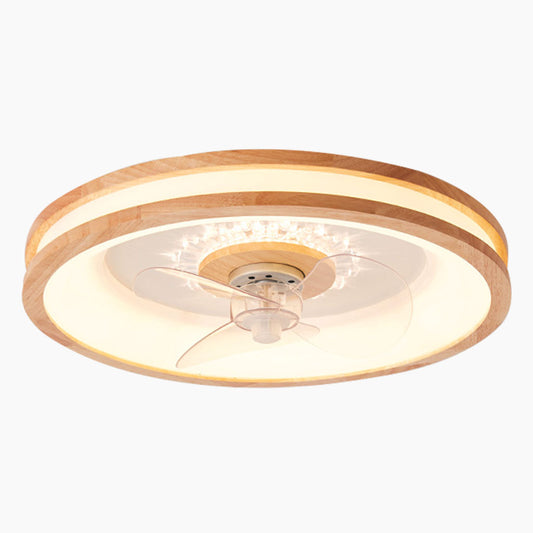 Ventilateur de plafond lampe Fandelier Nordic 3 pales encastré pour chambre, bois et acrylique
