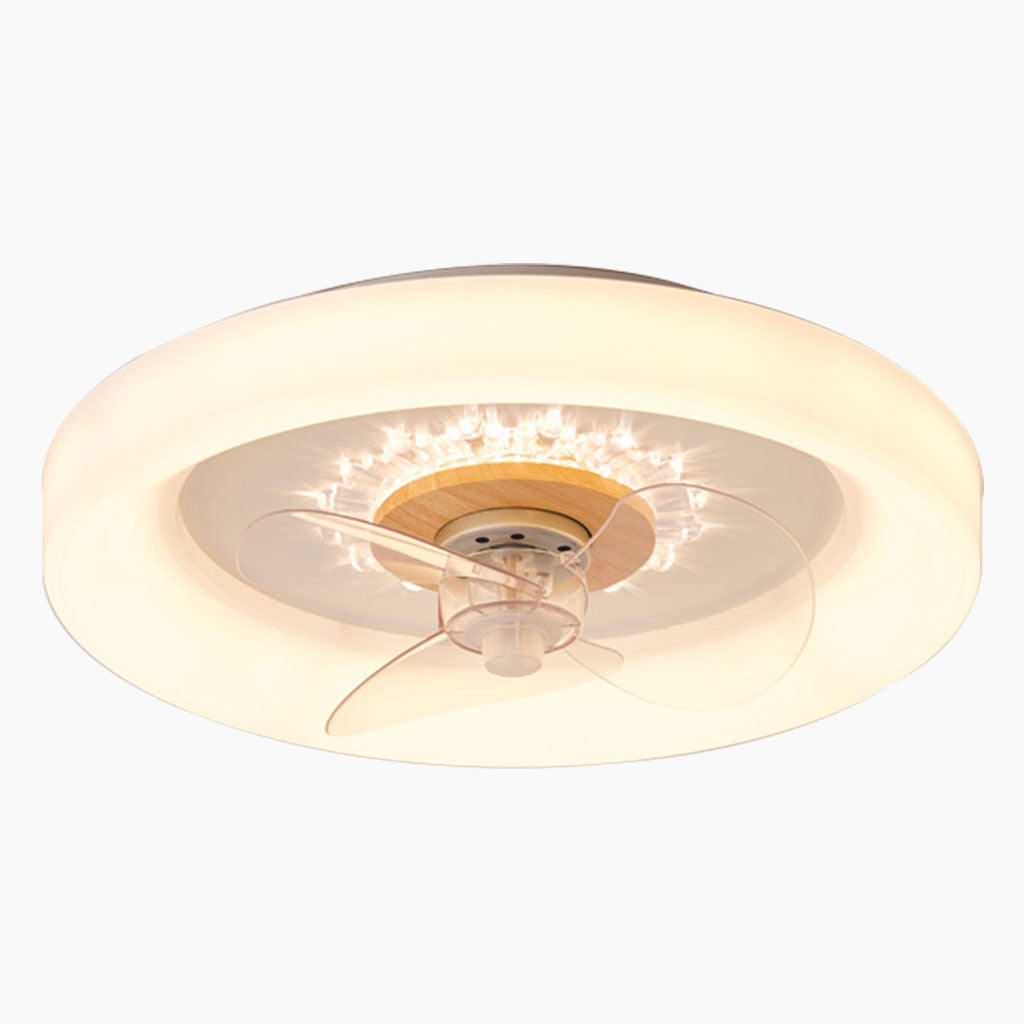 Ventilateur de plafond lampe Fandelier Nordic 3 pales encastré pour chambre, bois et acrylique