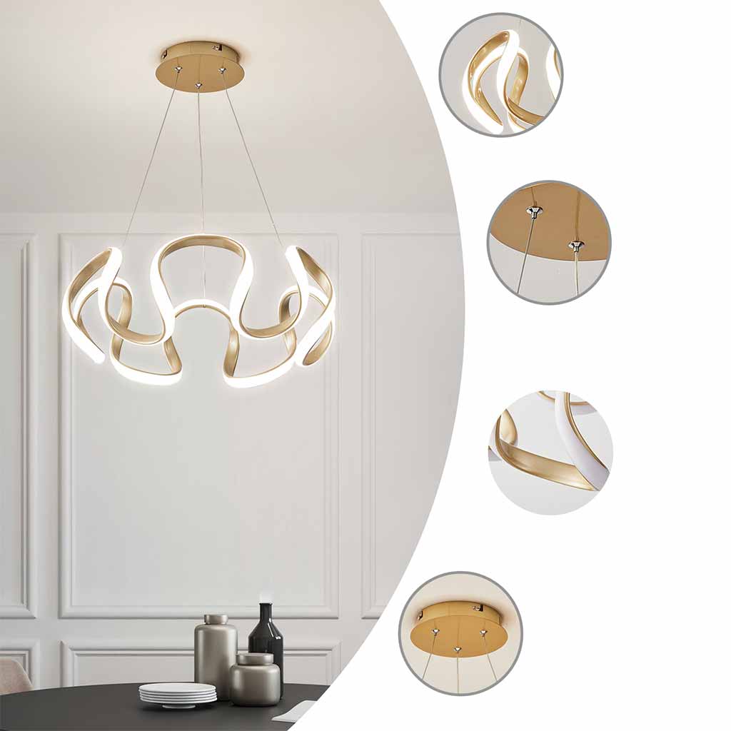 Suspension LED Nouveauté Ronde, Aluminium/Or