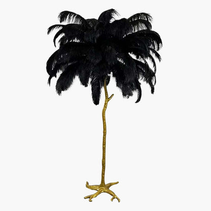 Lampe de sol en plumes d'autruche de luxe, 16 couleurs/résine