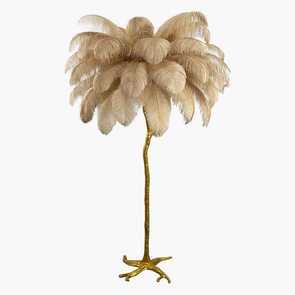 Lampe de sol en plumes d'autruche de luxe, 16 couleurs/résine