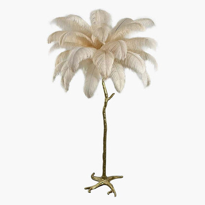 Lampe de sol en plumes d'autruche de luxe, 16 couleurs/résine