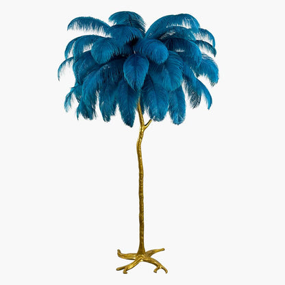 Lampe de sol en plumes d'autruche de luxe, 16 couleurs/résine