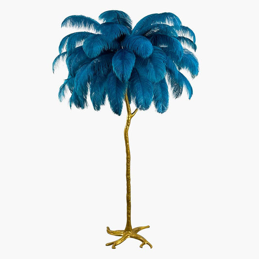 Lampe de sol en plumes d'autruche de luxe, 16 couleurs/résine