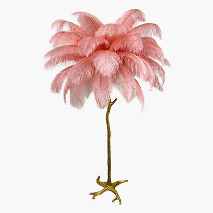 Lampe de sol en plumes d'autruche de luxe, 16 couleurs/résine