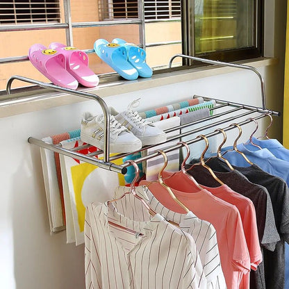 Sèche-linge de balcon pliable et extensible en acier inoxydable
