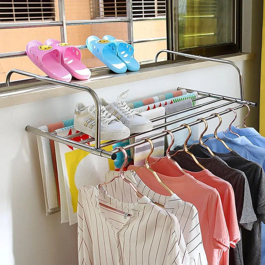 Sèche-linge de balcon pliable et extensible en acier inoxydable