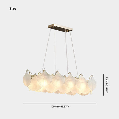 Suspension lustre en verre mat feuilles de ginkgo
