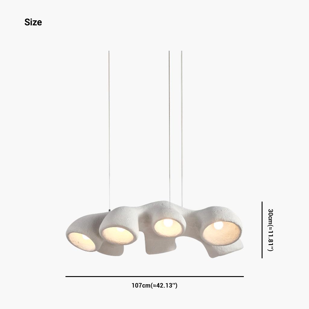Suspension unique Wabi-Sabi irrégulière blanche, 3/7 ampoules