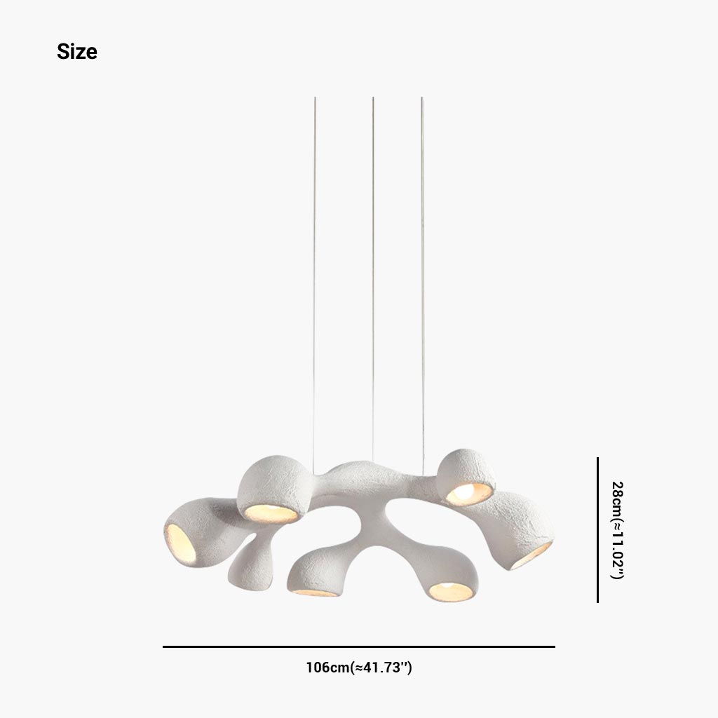 Suspension unique Wabi-Sabi irrégulière blanche, 3/7 ampoules