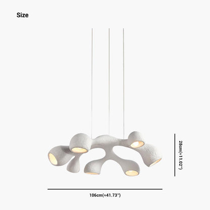 Suspension unique Wabi-Sabi irrégulière blanche, 3/7 ampoules
