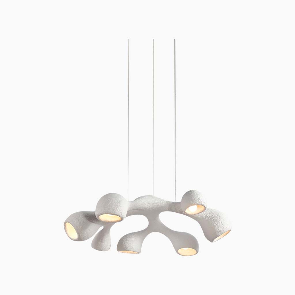 Suspension unique Wabi-Sabi irrégulière blanche, 3/7 ampoules