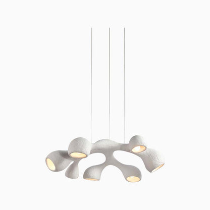 Suspension unique Wabi-Sabi irrégulière blanche, 3/7 ampoules