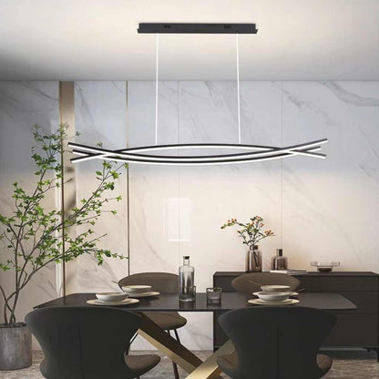 Suspension Luminaire Scandinave Minimaliste Trois Barres Dimmer LED, Noir