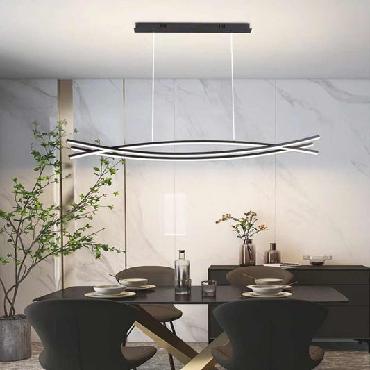 Suspension Luminaire Scandinave Minimaliste Trois Barres Dimmer LED, Noir