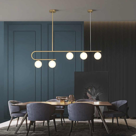 Suspension lustre en verre et cuivre nordique