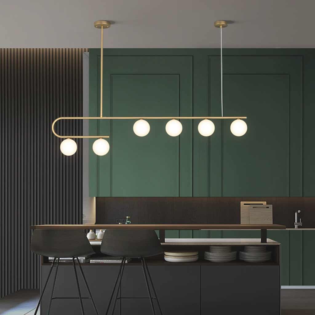 Suspension lustre en verre et cuivre nordique